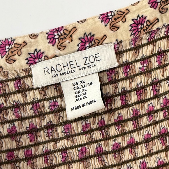 Rachel Zoe Shirt Womens XL Indian Cotton Pink Boho Block Print - Picture 3 of 7